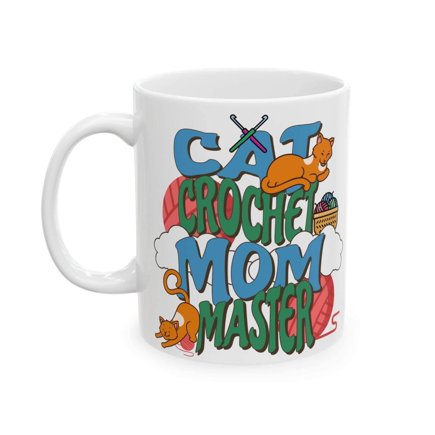 Crochet Cat Mom Mug (White), 11oz