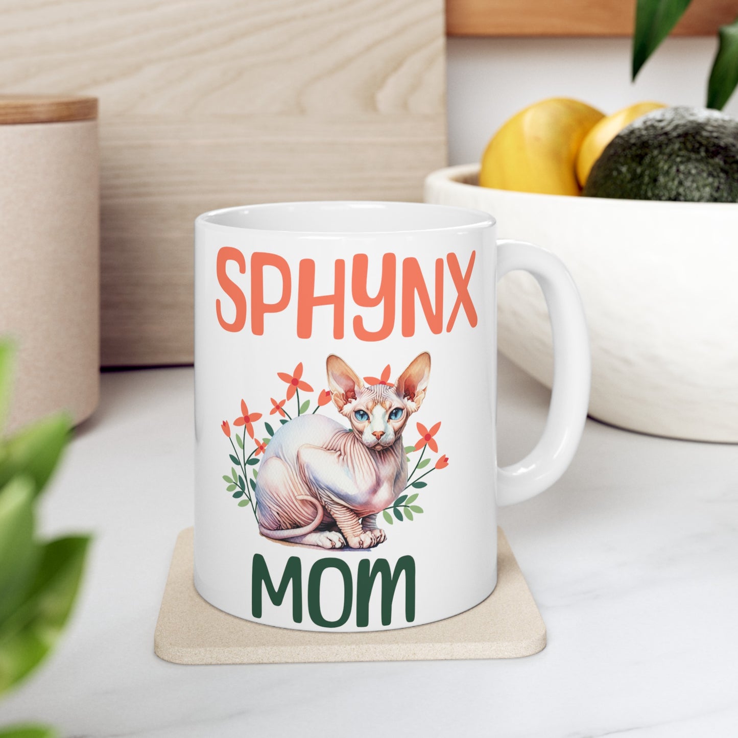 Sphynx Mom Mug (White), 11oz