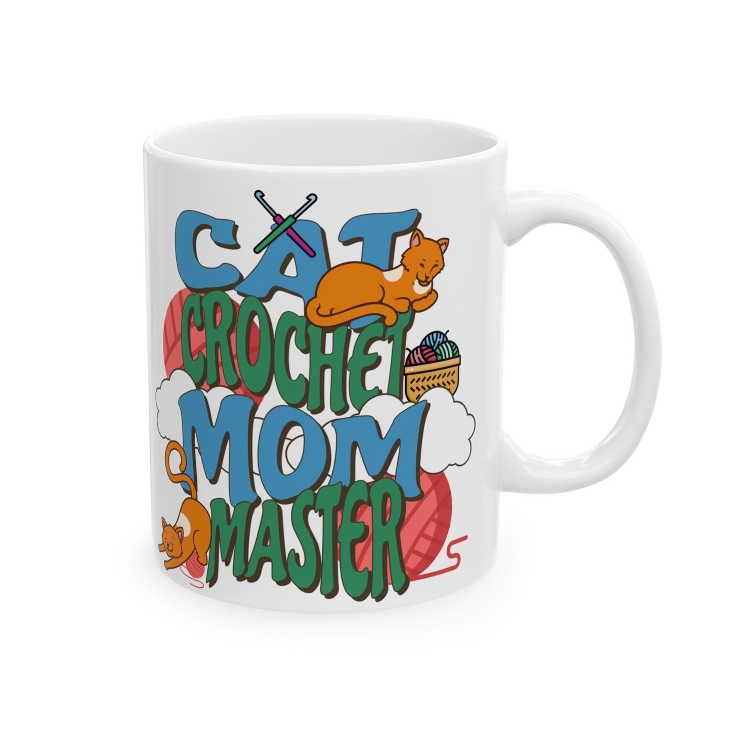 Crochet Cat Mom Mug (White), 11oz