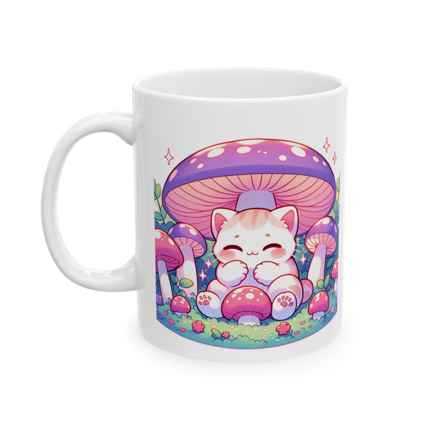 Cute Mushroom Cat Mug, 11oz