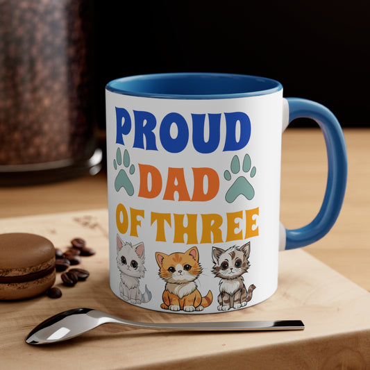 Proud Dad of Three Cat Mug, 11oz